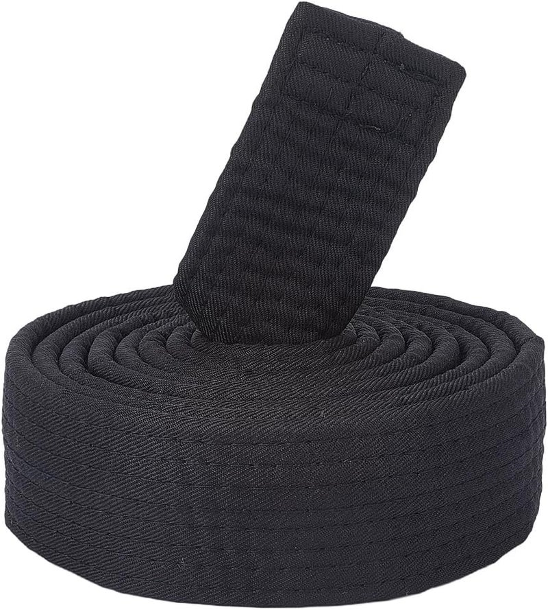 CREATCABIN Black Karate Jiu Jitsu Belt Polyester Martial Arts Belt Judo Jiu-Jitsu TKD Aikido Uniform Ranking Belt Long Soft Universal Fit Belts Taekwondo for Men Women Sports Training Equipment 7.22ft - Image 1